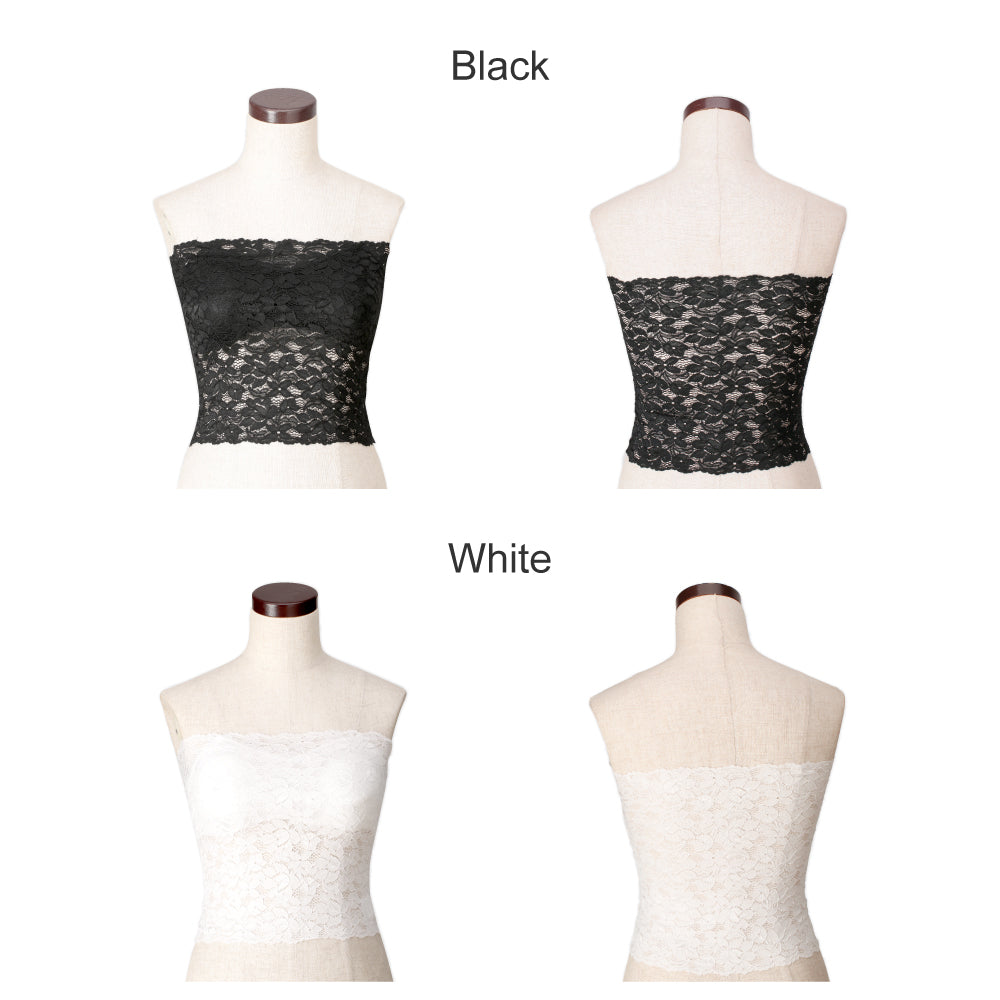 アウニイ auni 花柄 レース チューブトップ ブラ カバー カップ付き インナー パット ホック無し ブラジャー レディース (ホワイト) ホワイト