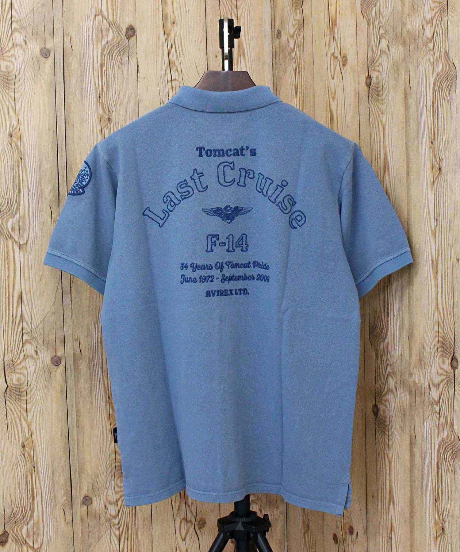 アヴィレックス AVIREX FADE WASH LAST CRUISE EMB POLO SHIRT フェイドウォッシュ ラストクルーズ 刺繍 半袖 ポロシャツ メンズ ミリタリー (3-チャコール) 3-チャコール