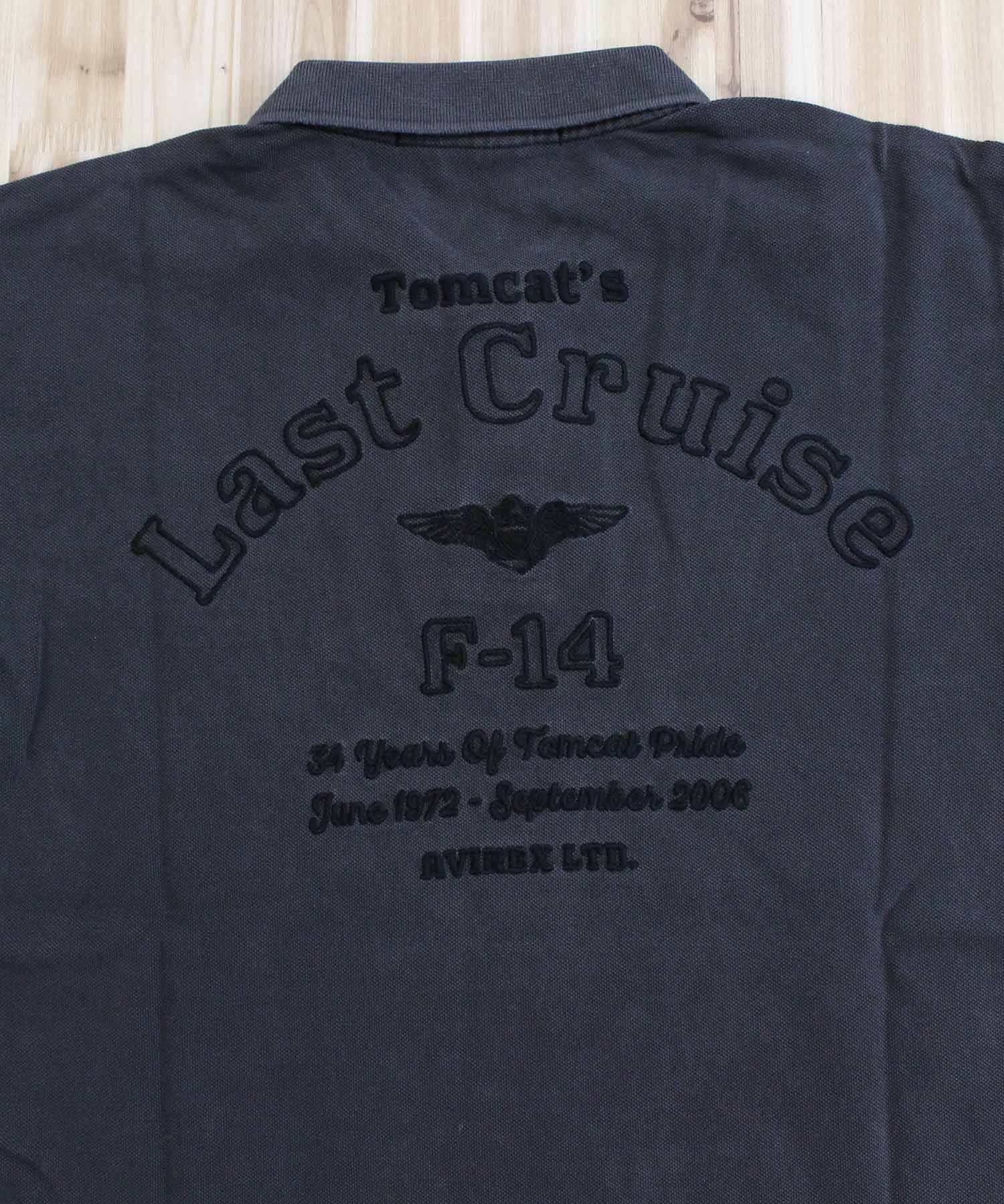 アヴィレックス AVIREX FADE WASH LAST CRUISE EMB POLO SHIRT フェイドウォッシュ ラストクルーズ 刺繍 半袖 ポロシャツ メンズ ミリタリー (3-チャコール) 3-チャコール