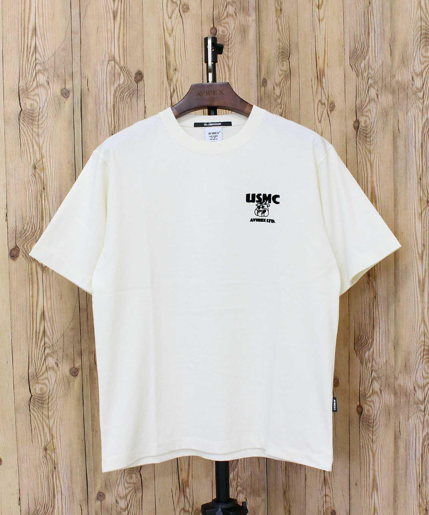 アヴィレックス AVIREX USMC BULLDOG S/S TEE ブルドック 半袖 Tシャツ ロゴ ミリタリー トップス メンズ ブランド おすすめ おしゃれ 春 夏 服 (2-ホワイト) 2-ホワイト