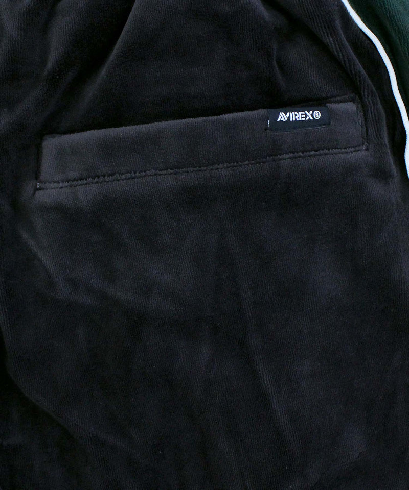 アヴィレックス AVIREX アヴィレックス VELOUR PANTS 'A.C.D' ベロア パンツ ジャージ サイドライン 刺繍 ロングパンツ イージーパンツ メンズ (ブラック) ブラック