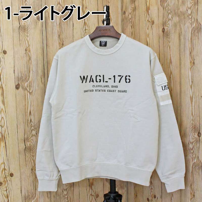 アヴィレックス AVIREX FADED MIL.POCKET CREWNECK SWEAT フェイド ミリタリーポケット クルーネック スウェット トップス アビレックス メンズ ブランド (1-ライトグレー) 1-ライトグレー