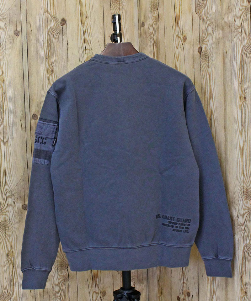 アヴィレックス AVIREX FADED MIL.POCKET CREWNECK SWEAT フェイド ミリタリーポケット クルーネック スウェット トップス アビレックス メンズ ブランド (1-ライトグレー) 1-ライトグレー