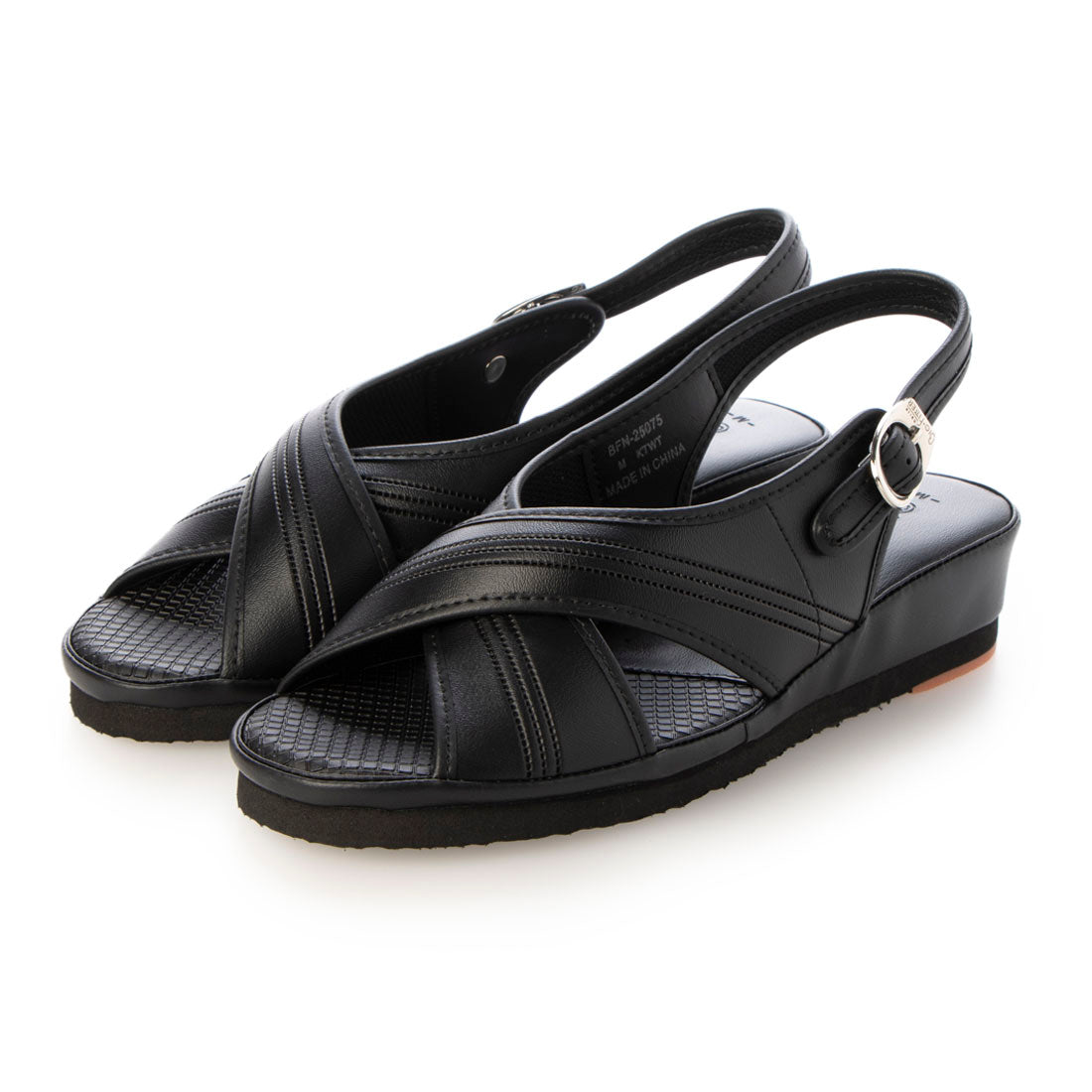 サンダル ナースサンダル オフィスサンダル レディース ウエッジ ヒール 看護 仕事 病院 介護 事務 フィット性 クッション性 疲れにくい 美脚 黒 ブラック biofitter バイオフィッター ナース BFN-25075,BLK