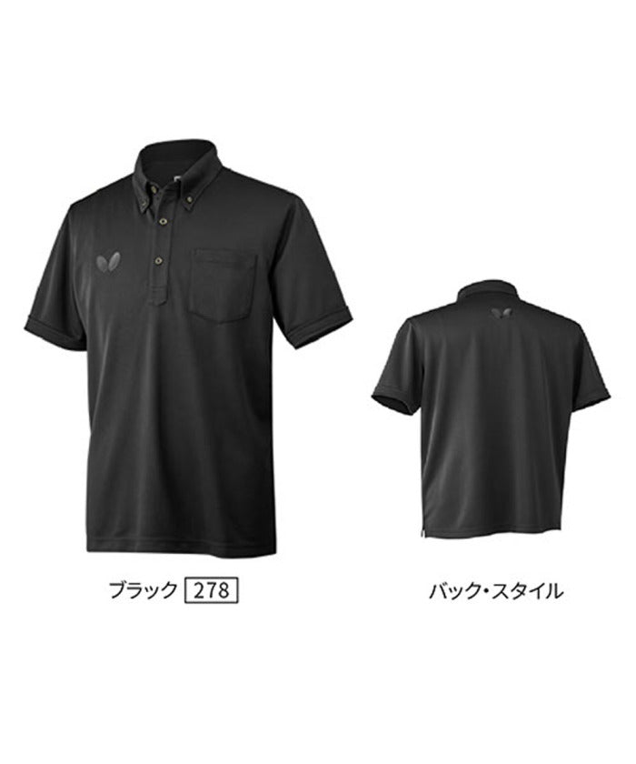 バタフライ BUTTERFLY バタフライ Butterfly 卓球 BO ポロシャツ ウエア ポロシャツ メンズ レディース 吸水 (ブラック) ブラック