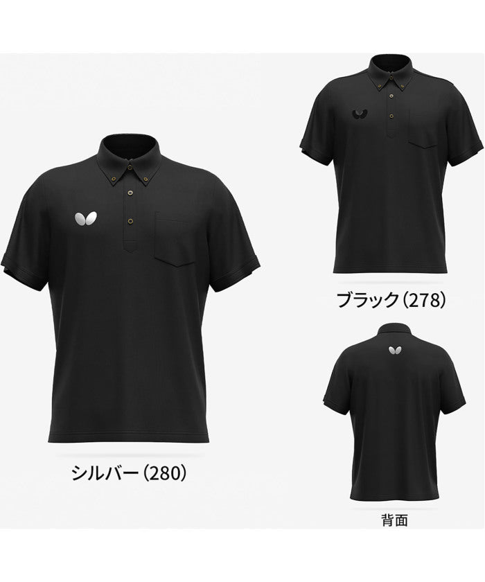 バタフライ BUTTERFLY バタフライ Butterfly 卓球 BO ポロシャツ ウエア ポロシャツ メンズ レディース 吸水 (ブラック) ブラック