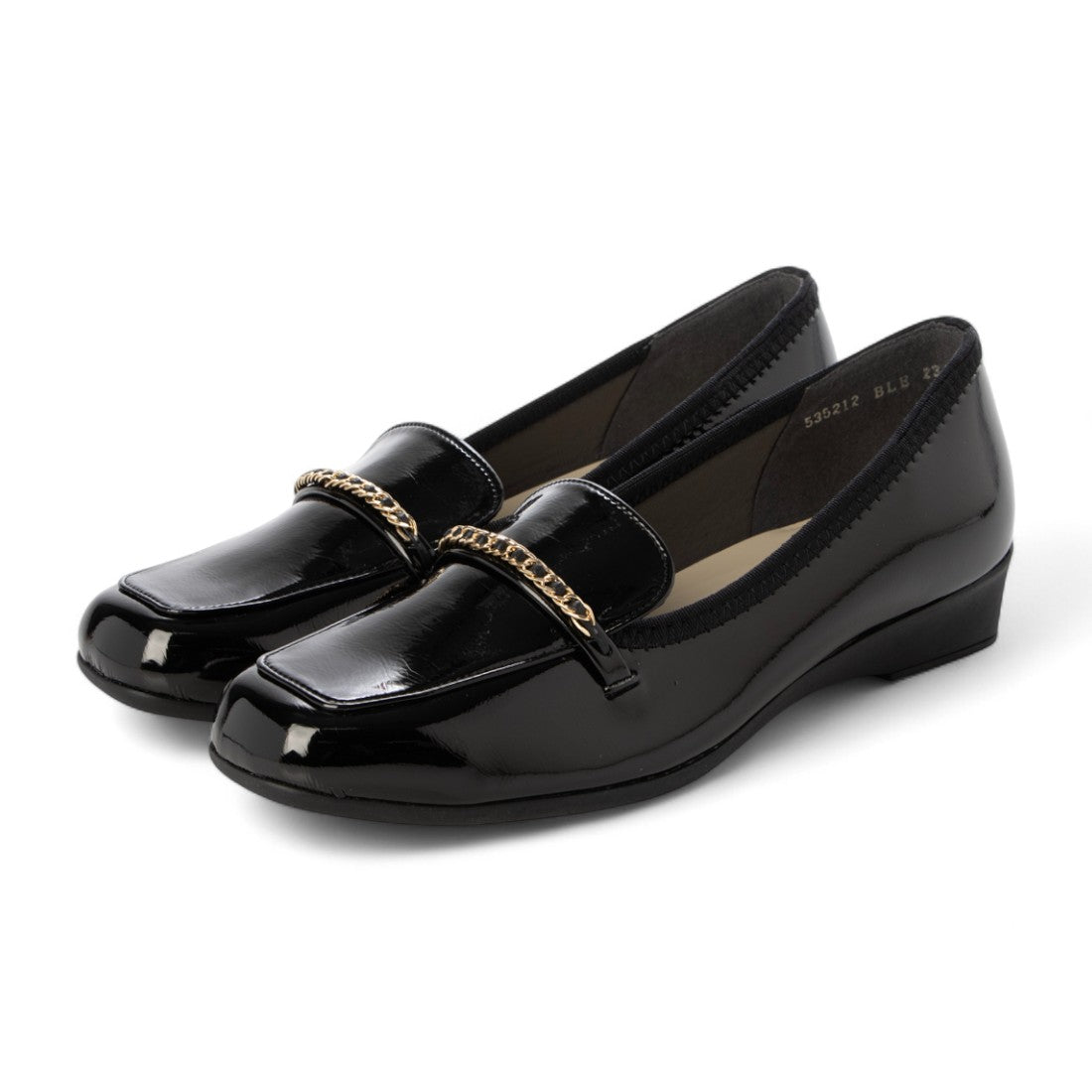ブリジットバーキン ウォーク Bridget Birkin Walk チェーンモチーフローファーウォーキングパンプス (ブラックエナメル) ブラックエナメル