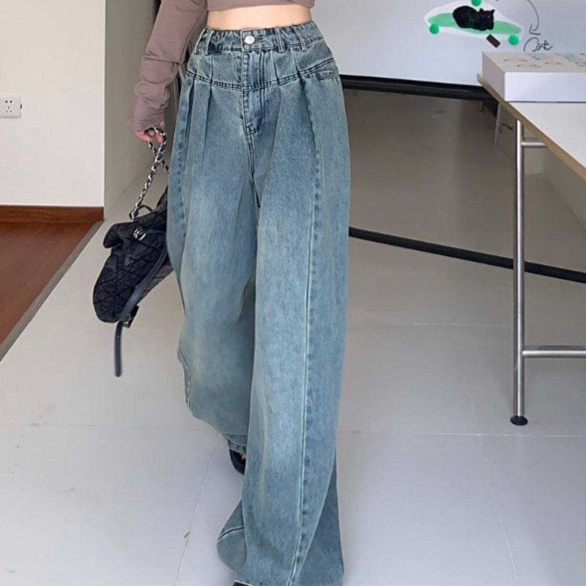 Belle Cie Women's Denim Denim Pants Baggy Wide Jeans Straight Jeans Jeans Cool Casual Dance Hip Hop Cute Loose Korean Fashion Street Fashion