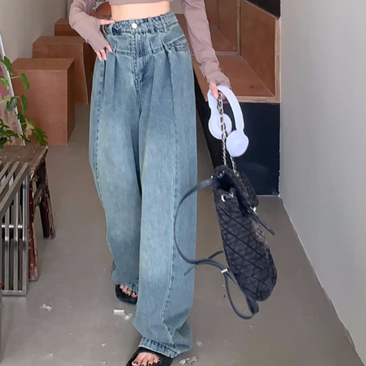 Belle Cie Women's Denim Denim Pants Baggy Wide Jeans Straight Jeans Jeans Cool Casual Dance Hip Hop Cute Loose Korean Fashion Street Fashion