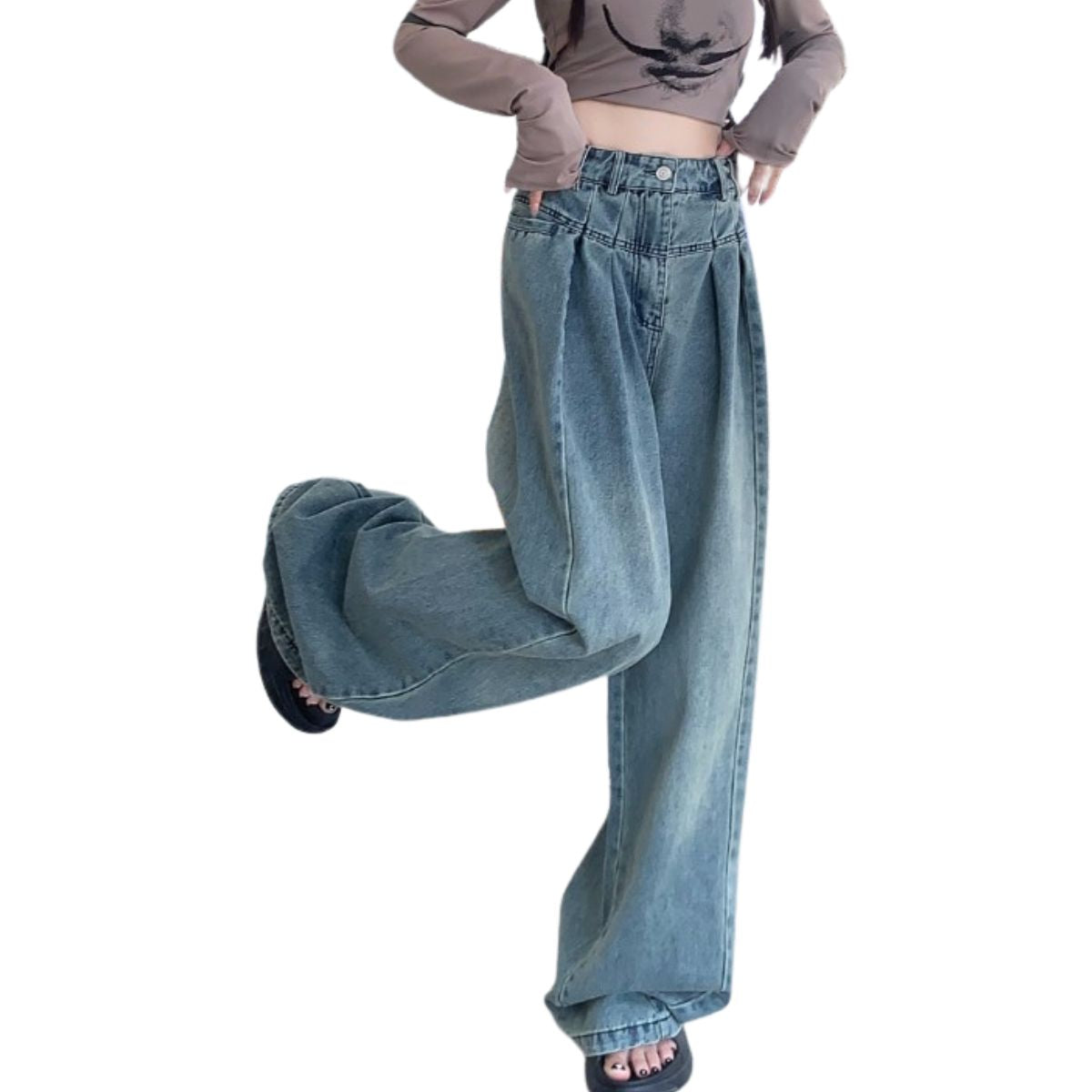 Belle Cie Women's Denim Denim Pants Baggy Wide Jeans Straight Jeans Jeans Cool Casual Dance Hip Hop Cute Loose Korean Fashion Street Fashion