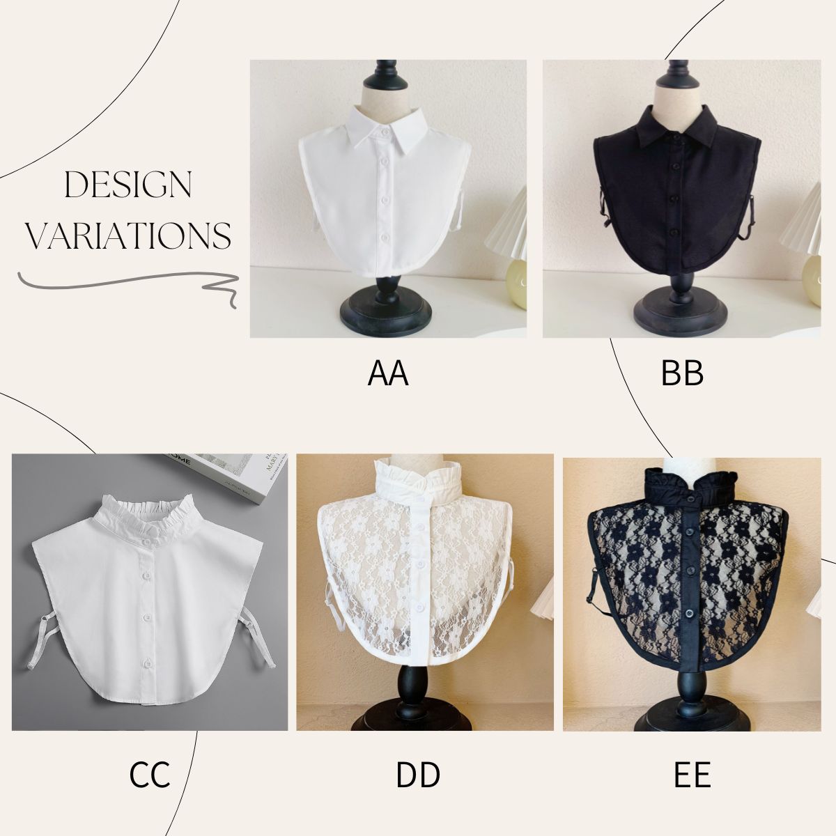 ベルシー Belle Cie シャツ つけ襟 レイヤード きれいめ チェック 無地 レース 襟 レディース 韓国ファッション 重ね着 きちんと感 おしゃれ 手軽 イメチェン 小物 (JJ) JJ