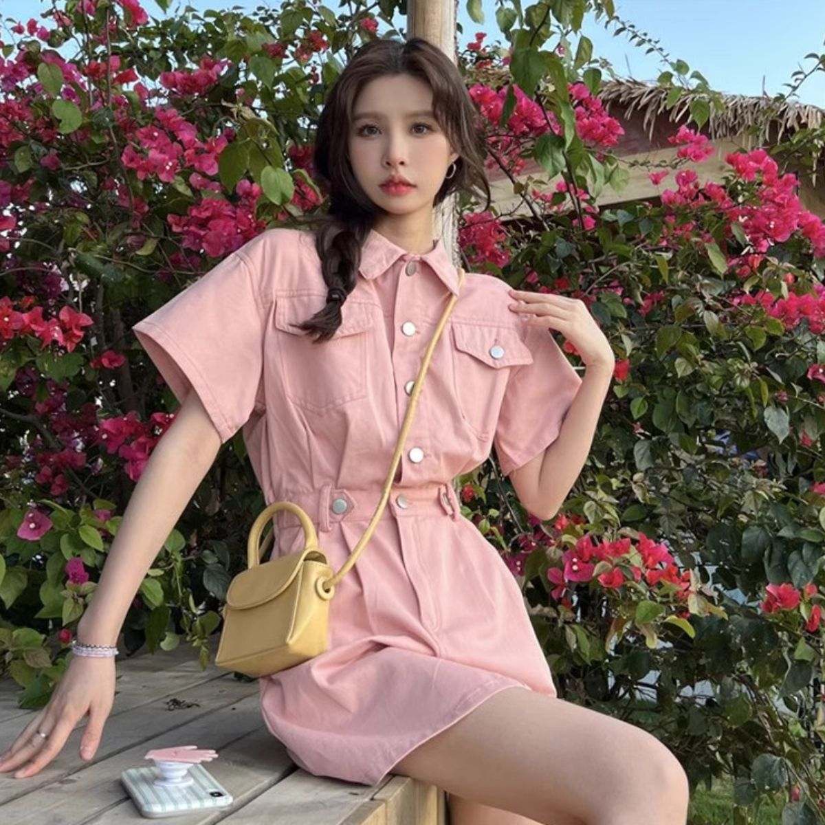 strapless open back dress Belle Cie Denim Dress, Dress, Twill, Short Sleeve, Mini Dress, Skirt, Women's, Korean Fashion, Above The Knee, Large size, Festival, Costume, Matching