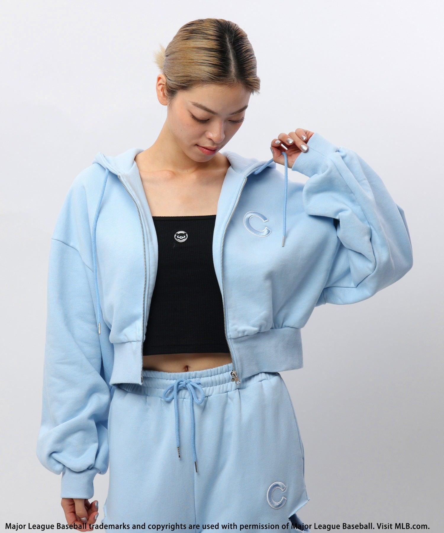 バック トゥー ザ フィールド (ビーティーティーエフ) BACK TO THE FIELD (BTTF) 【MLB】3Dロゴ刺繍ショートZIPパーカー (ブルー) ブルー