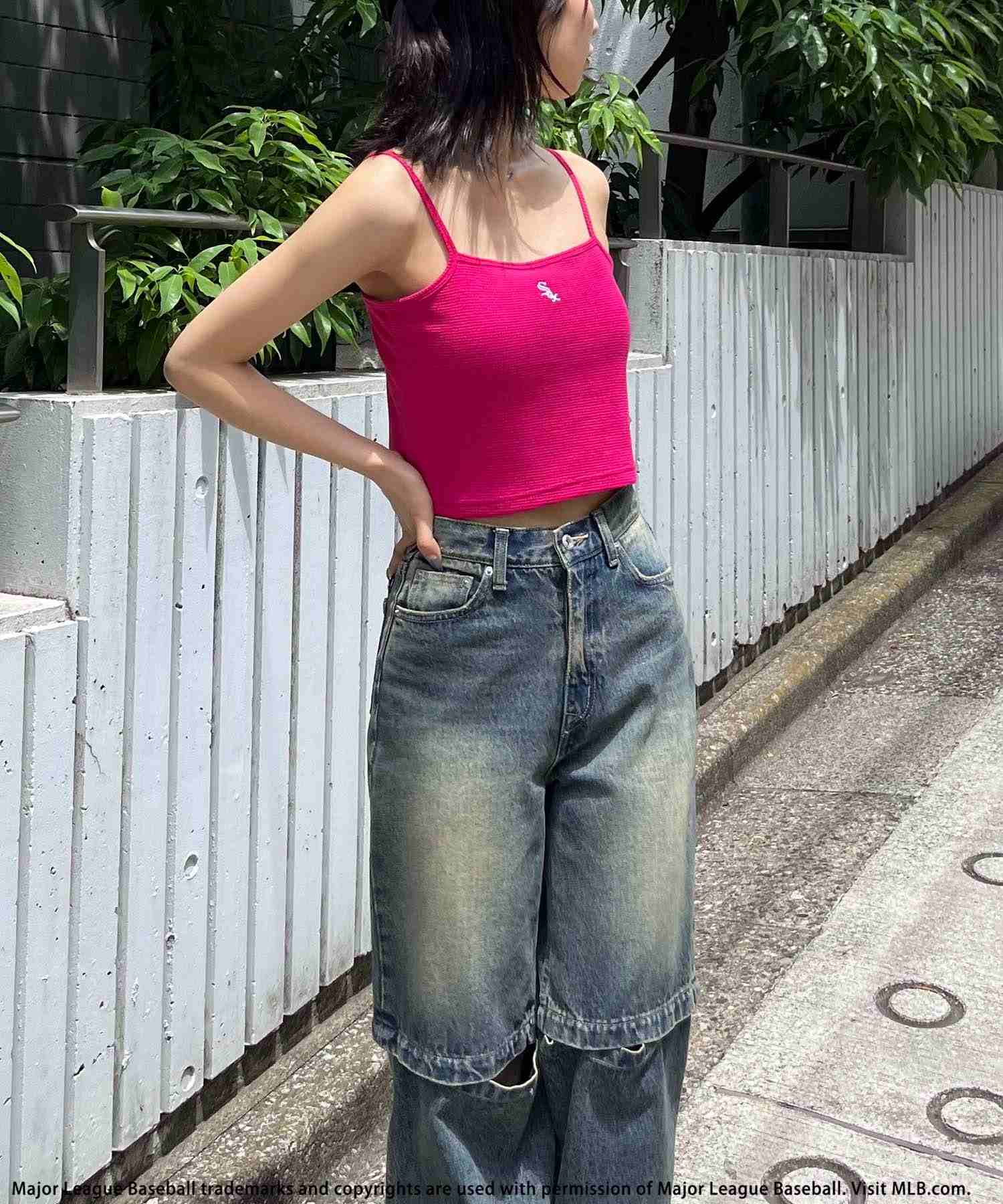 バック トゥー ザ フィールド (ビーティーティーエフ) BACK TO THE FIELD (BTTF) 【MLB】カップ付きワンポイントロゴサーマルキャミソール (ピンク系) ピンク系