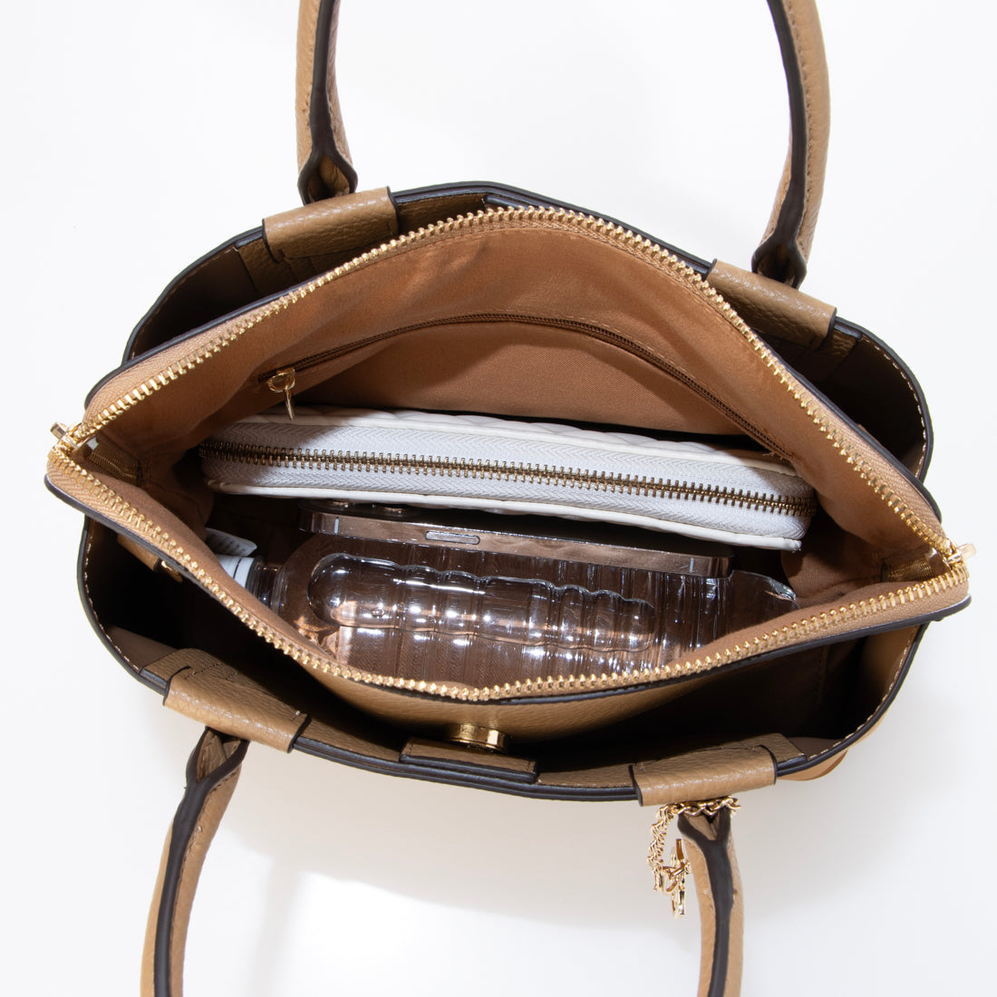 ベース BASE 【500mlペットボトル収納可】ナイロン×レザー 2WAY ハンドバッグ (グレー) グレー