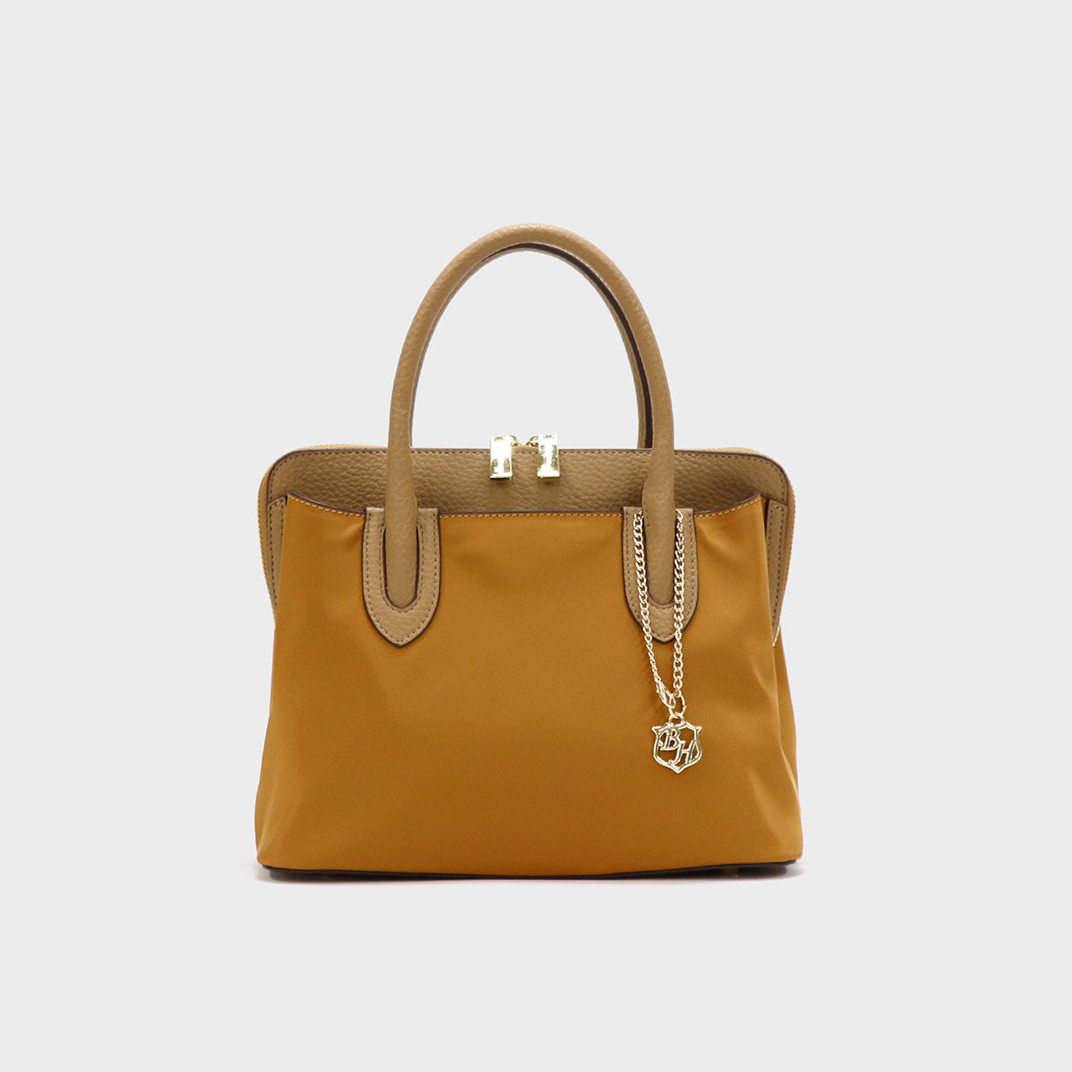 ベース BASE 【500mlペットボトル収納可】ナイロン×レザー 2WAY ハンドバッグ (オレンジ) オレンジ