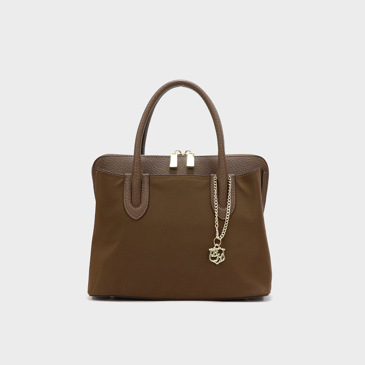 ベース BASE 【500mlペットボトル収納可】ナイロン×レザー 2WAY ハンドバッグ (ブラウン) ブラウン