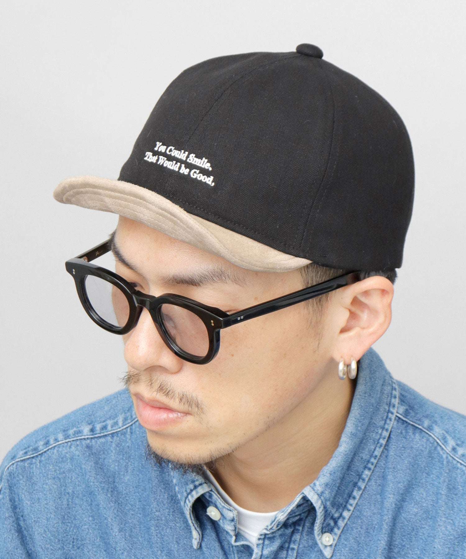 ベーシックエンチ Basiquenti キャップ アンパイアキャップ ベースボールキャップ 帽子 ショートバイザー ロゴ刺繍 ツバ短め