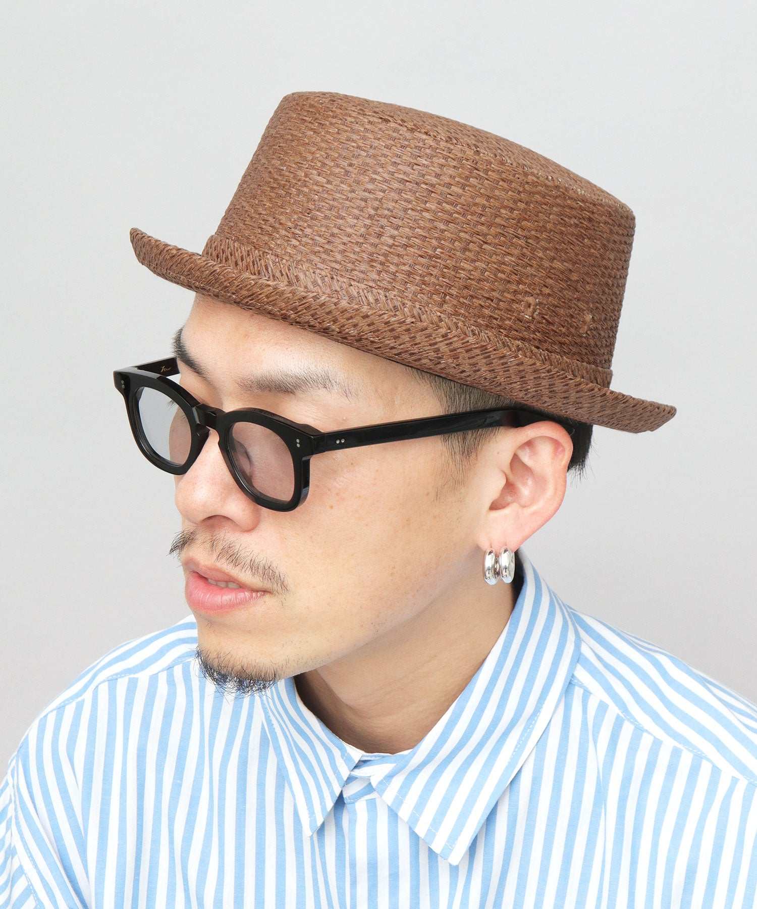 ベーシックエンチ Basiquenti 麦わら風 ペーパー ポークパイハット (ブラウン) ブラウン