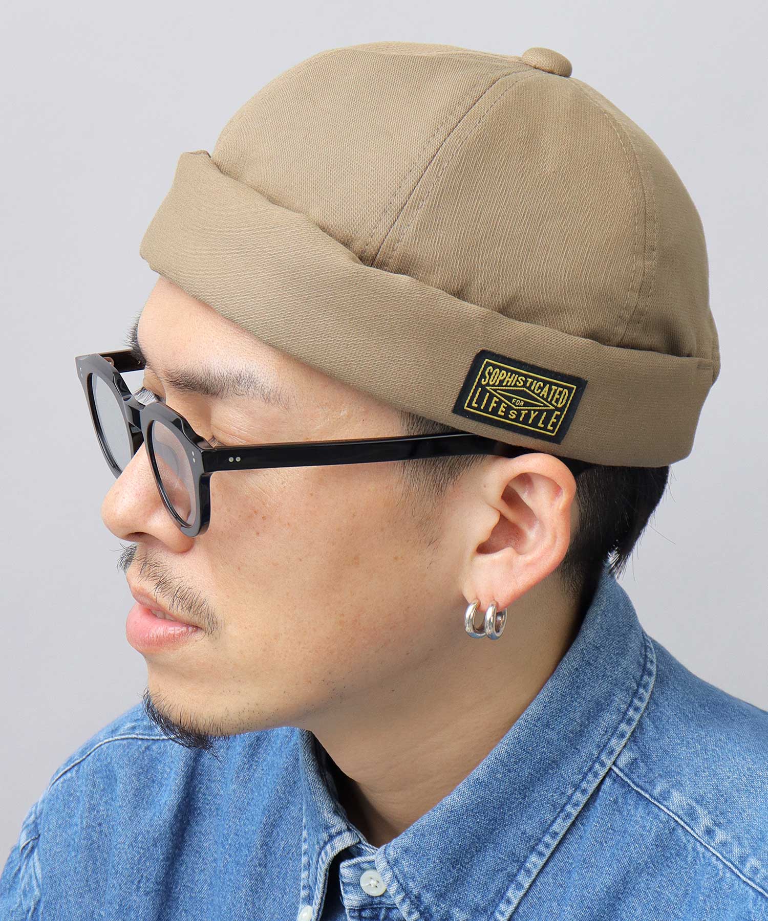 ベーシックエンチ Basiquenti ブラックタグ フィッシャーマンキャップ ロールキャップ 帽子 メンズ カジュアル シンプル (ベージュ) ベージュ