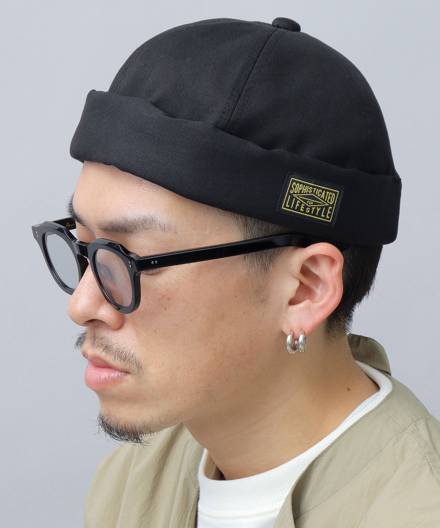 ベーシックエンチ Basiquenti ブラックタグ フィッシャーマンキャップ ロールキャップ 帽子 メンズ カジュアル シンプル (ブラック) ブラック