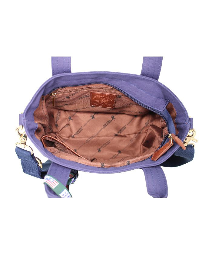 ビバリーヒルズポロクラブ BEVERLY HILLS POLO CLUB 【BEVERLY HILLS POLO CLUB】キャンバストートバッグXS(ショルダーストラップ付) (アイボリー×ブラック) アイボリー×ブラック