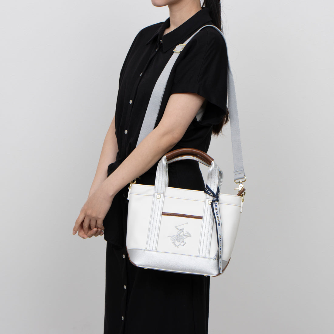 ビバリーヒルズポロクラブ BEVERLY HILLS POLO CLUB 【BEVERLY HILLS POLO CLUB】ビバリーヒルズポロクラブ PUトートバッグSS BH2006N (ホワイト/ブルー) ホワイト/ブルー