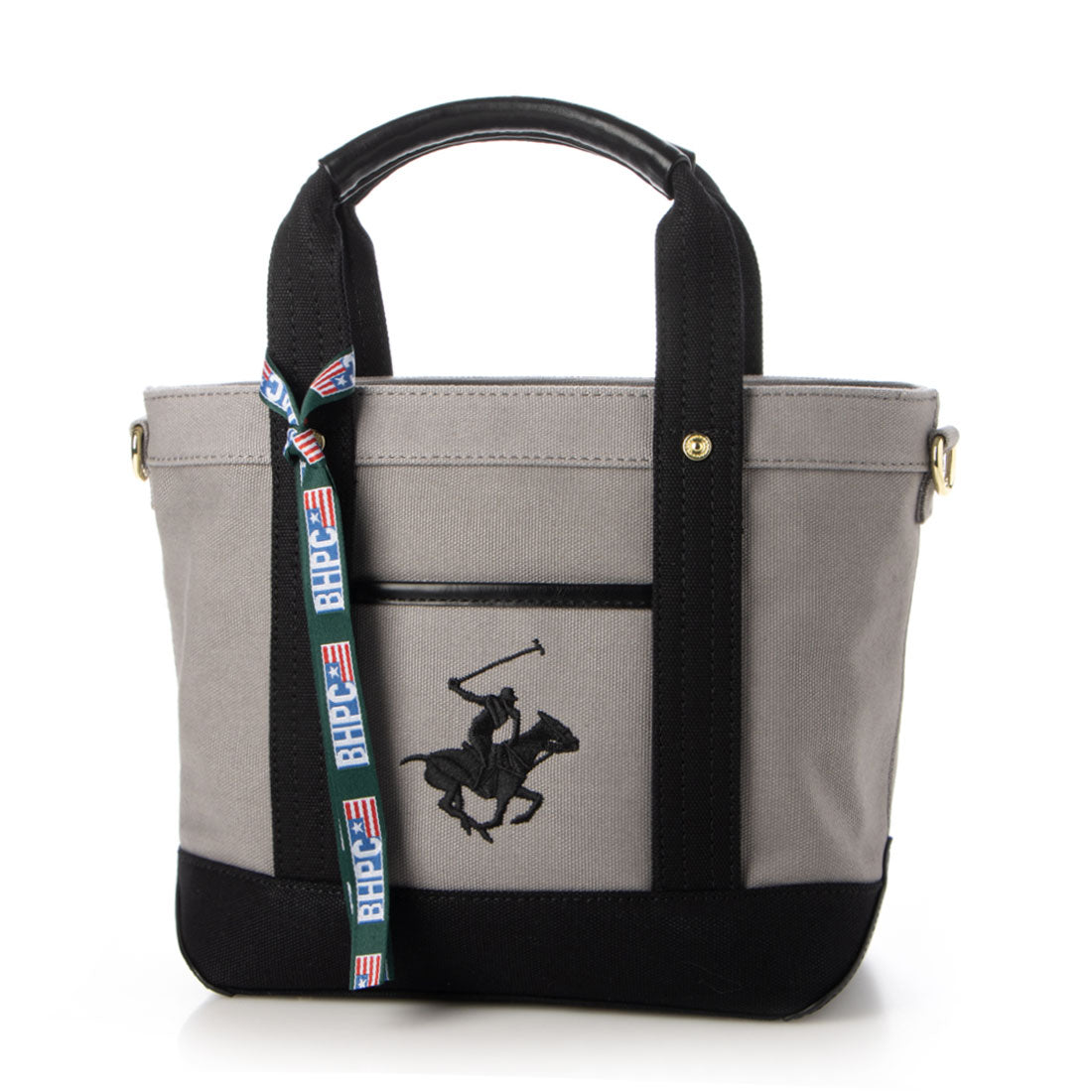 ビバリーヒルズポロクラブ BEVERLY HILLS POLO CLUB キャンバストートバッグXS(ショルダーストラップ付) (GR/BK/BK(グレー/ブラック/ブラック)) GR/BK/BK(グレー/ブラック/ブラック)