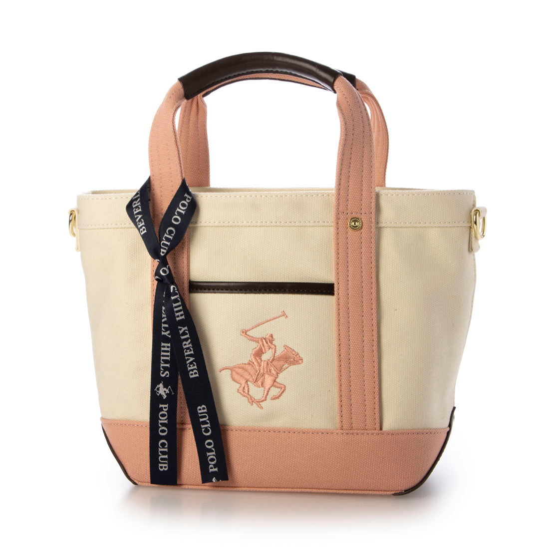 ビバリーヒルズポロクラブ BEVERLY HILLS POLO CLUB キャンバストートバッグXS(ショルダーストラップ付) (WH/PPK/PPK(ホワイト/ピンク/ピンク)) WH/PPK/PPK(ホワイト/ピンク/ピンク)
