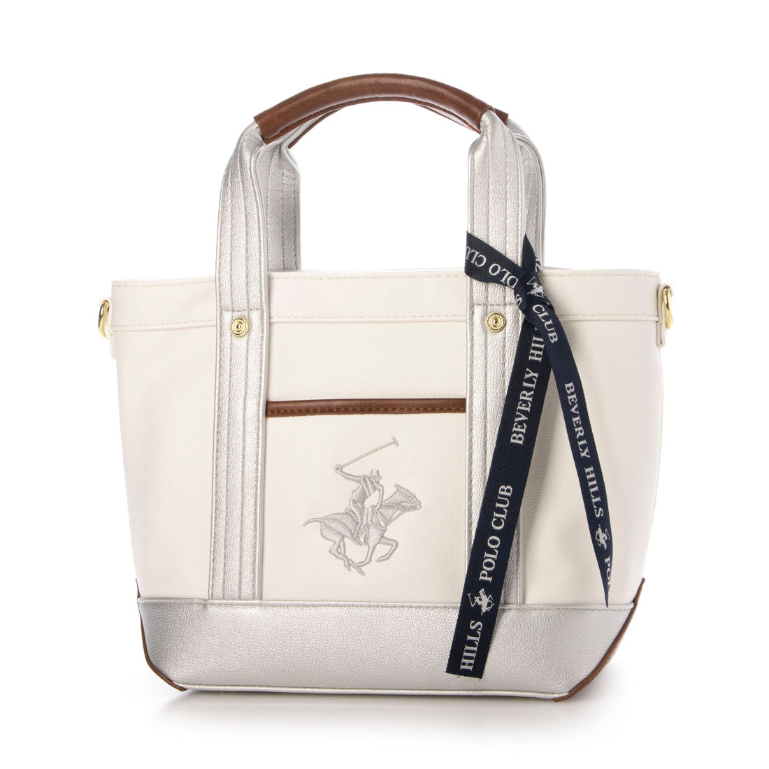 ビバリーヒルズポロクラブ BEVERLY HILLS POLO CLUB PUトートバッグSS(ショルダーストラップ付) (IV/GR/GR(アイボリー/グレー/グレー)) IV/GR/GR(アイボリー/グレー/グレー)