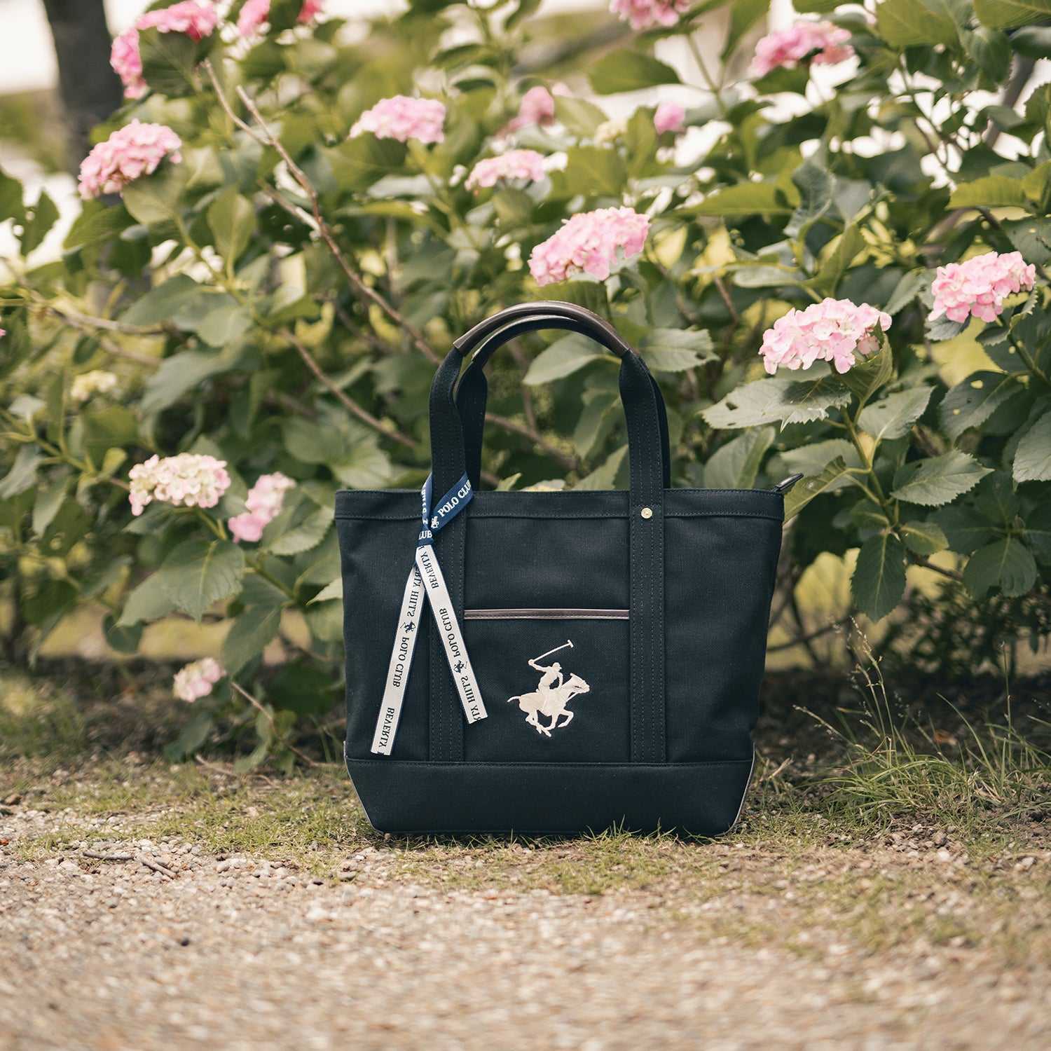 ビバリーヒルズポロクラブ BEVERLY HILLS POLO CLUB トートバッグ レディース 通勤 通学 A4収納 大きめ 帆布 お出かけ 大人可愛い 刺繍 キャンバストートバッグL 肩掛け対応 バッグ BHPC ブランドバッグPN15245301BB (ブラック) ブラック