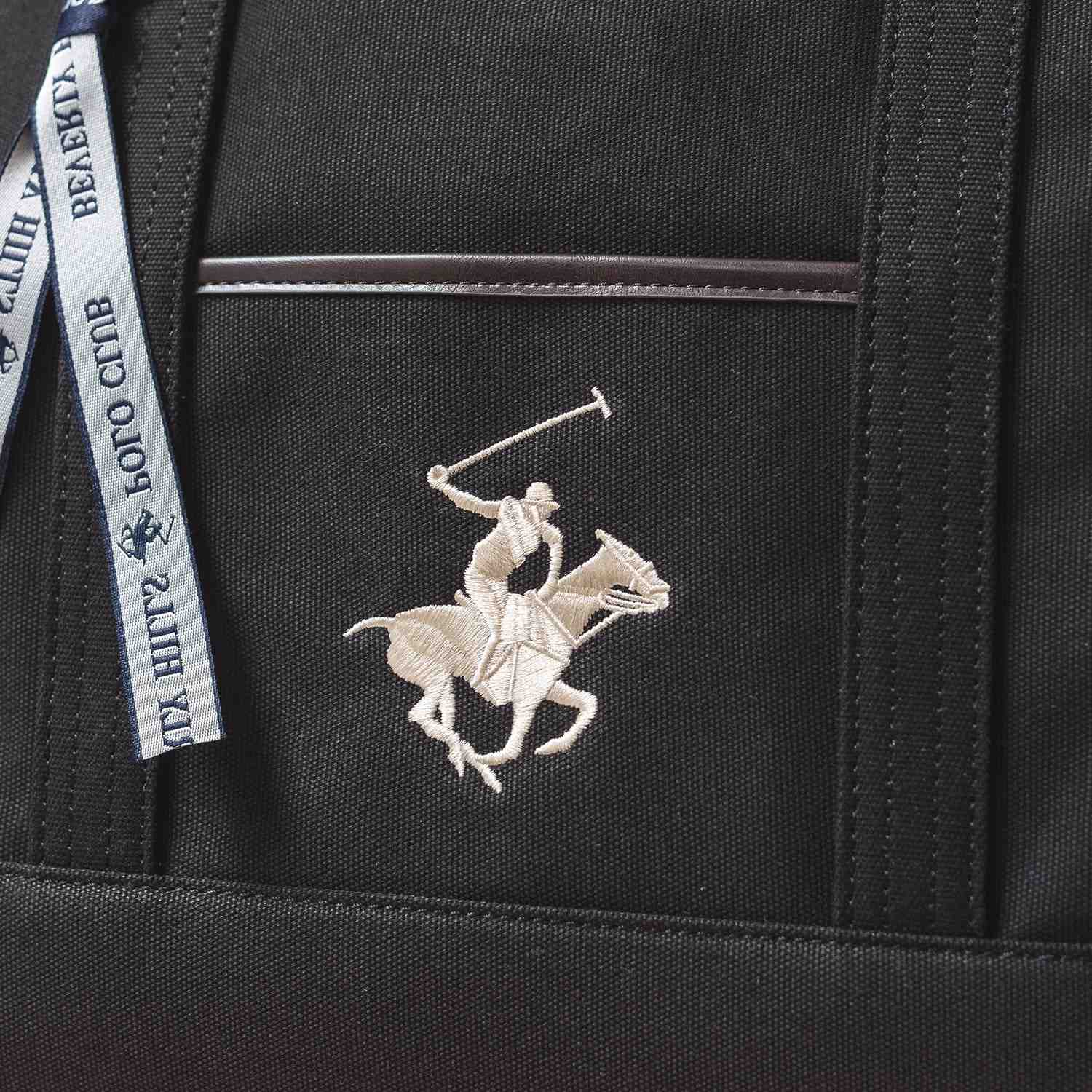 ビバリーヒルズポロクラブ BEVERLY HILLS POLO CLUB トートバッグ レディース 通勤 通学 A4収納 大きめ 帆布 お出かけ 大人可愛い 刺繍 キャンバストートバッグL 肩掛け対応 バッグ BHPC ブランドバッグPN15245301BB (ブラック) ブラック