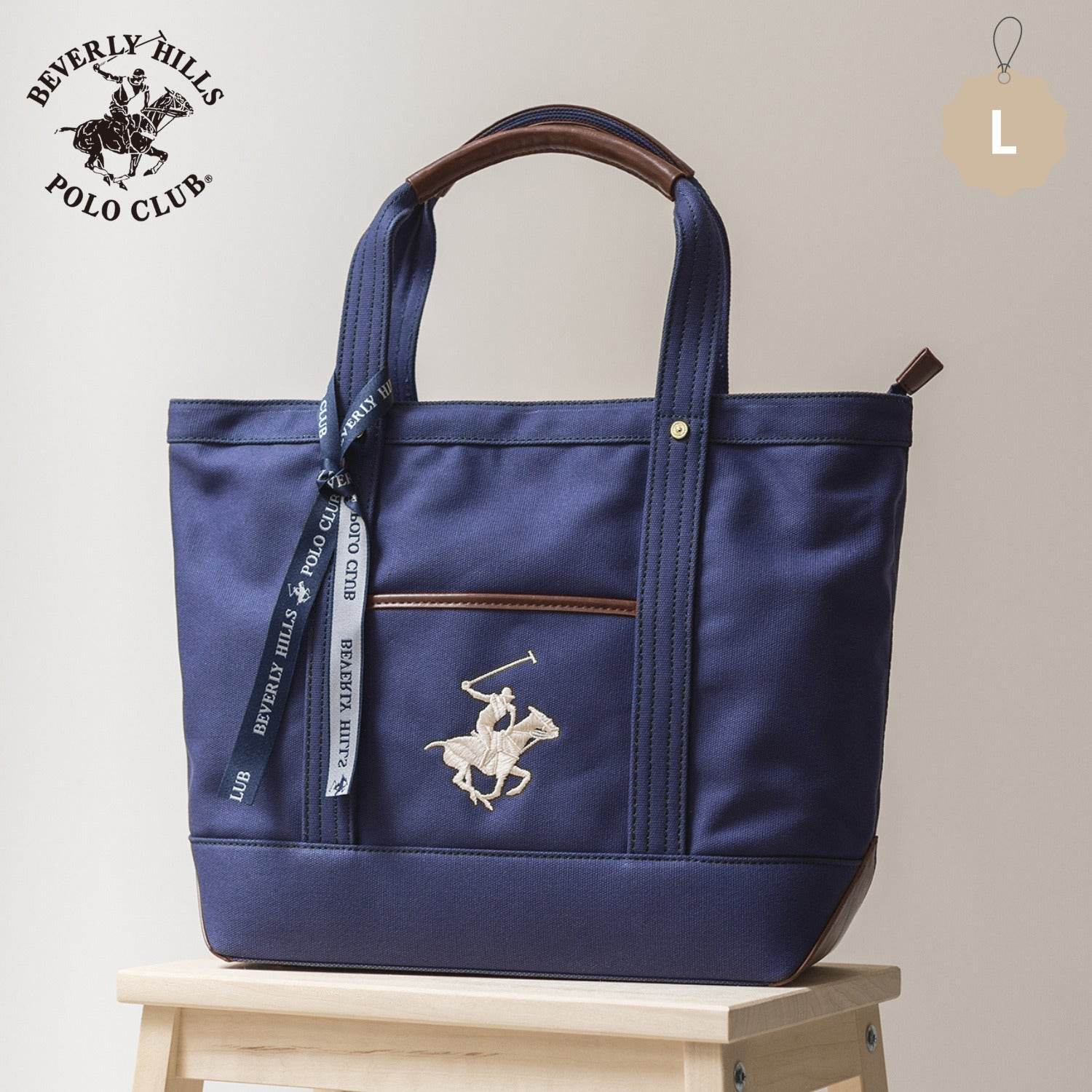 ビバリーヒルズポロクラブ BEVERLY HILLS POLO CLUB トートバッグ レディース 通勤 通学 A4収納 大きめ 帆布 お出かけ 大人可愛い 刺繍 キャンバストートバッグL 肩掛け対応 バッグ BHPC ブランドバッグPN15245404BB (ネイビー) ネイビー