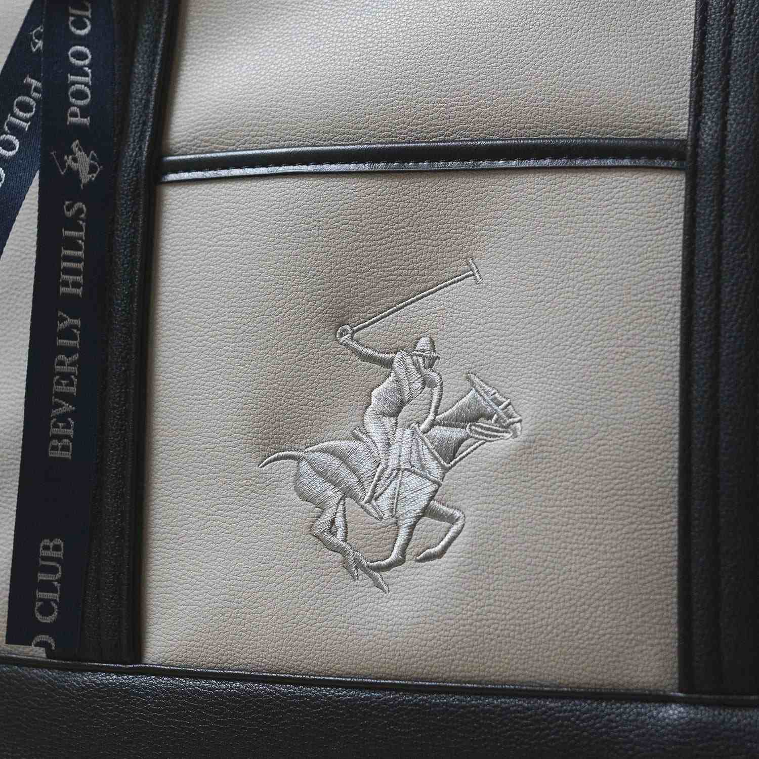 ビバリーヒルズポロクラブ BEVERLY HILLS POLO CLUB トートバッグ レディース A4対応 大きめ PU 合皮 通勤 肩掛け 自立 刺繍ロゴ 大人可愛い 軽量 上品 シンプル BHPC ブランド PUトートバッグL PN17587702BB (グレージュ) グレージュ