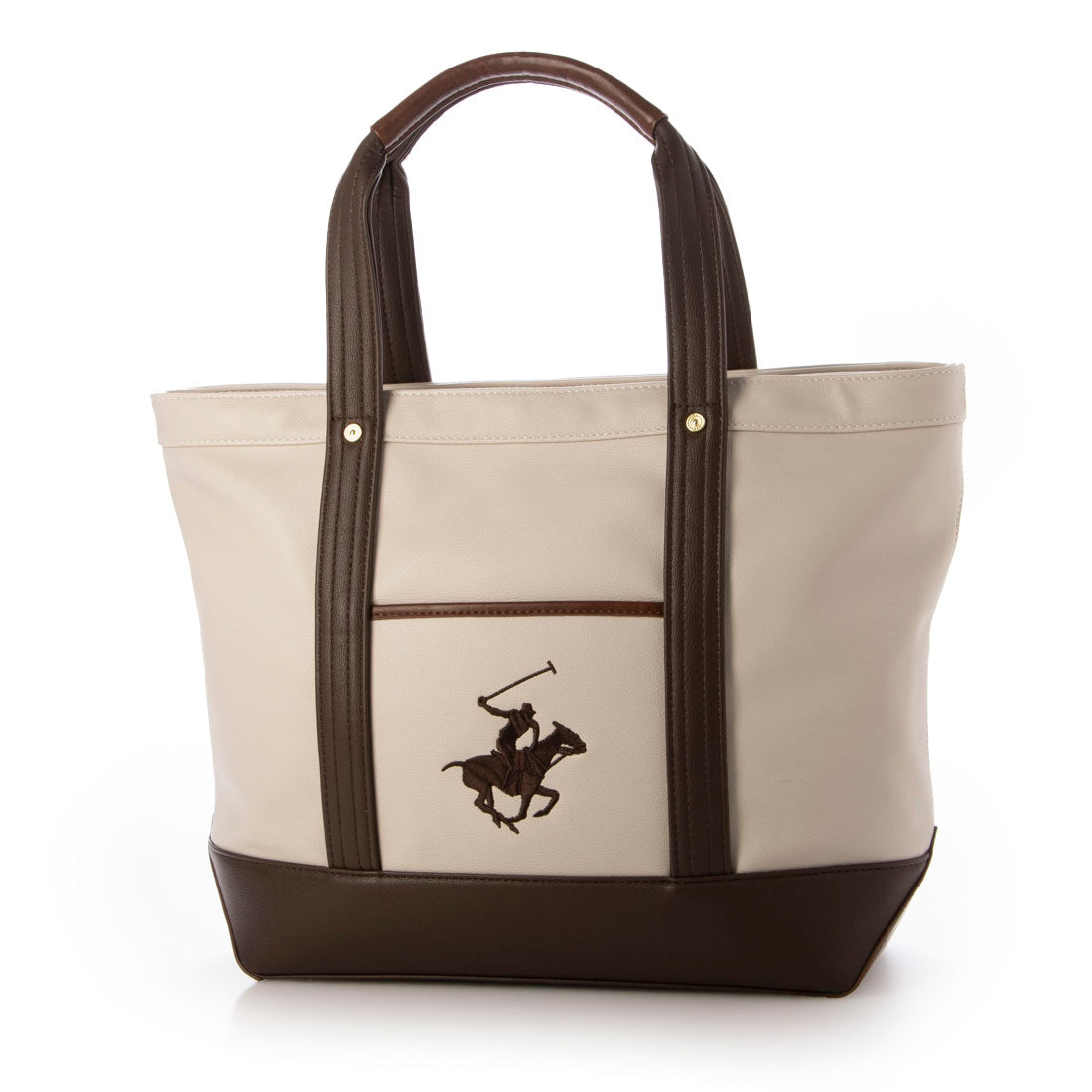 ビバリーヒルズポロクラブ BEVERLY HILLS POLO CLUB トートバッグ レディース A4対応 大きめ PU 合皮 通勤 肩掛け 自立 刺繍ロゴ 大人可愛い 軽量 上品 シンプル BHPC ブランド PUトートバッグL PN17587702BB (グレージュ) グレージュ