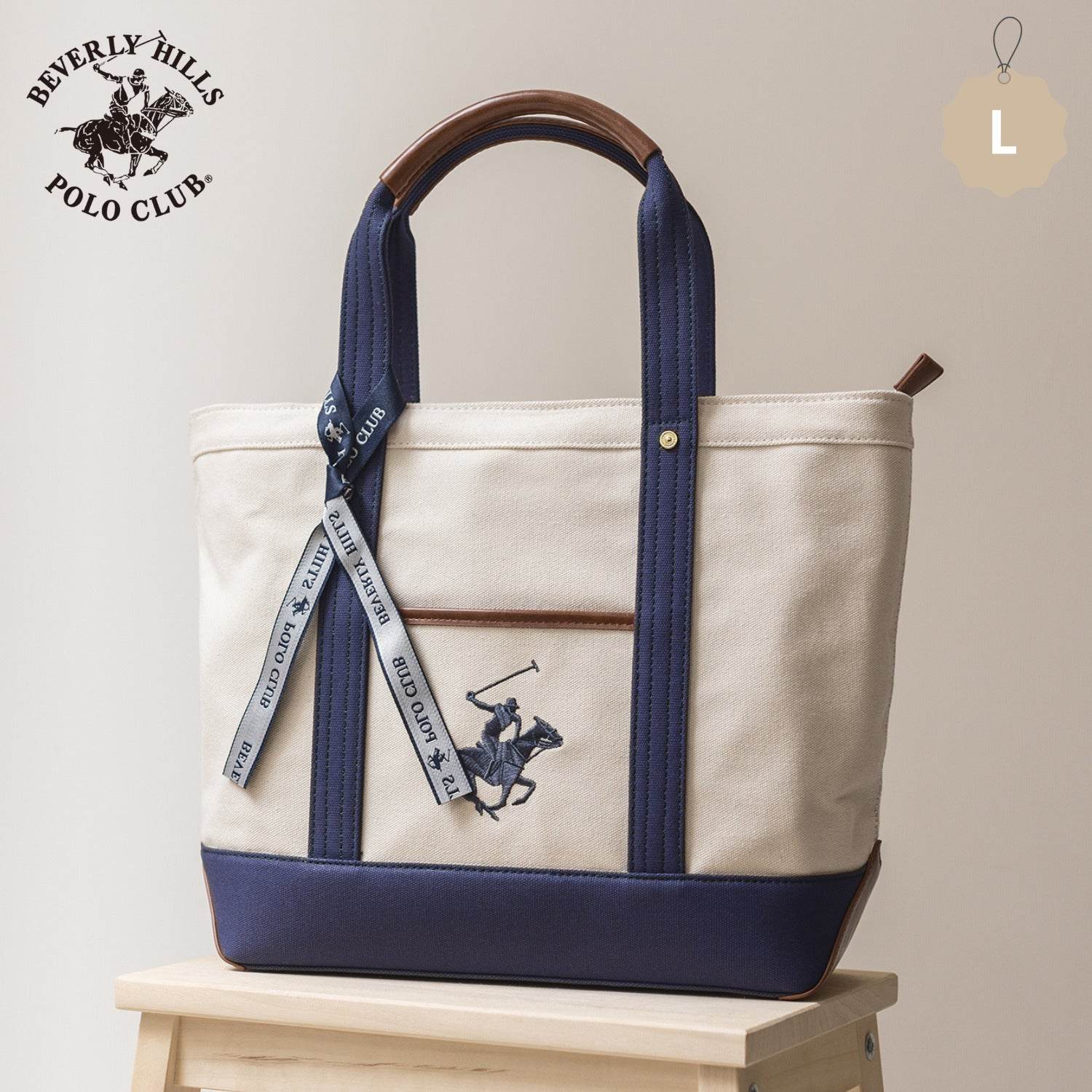ビバリーヒルズポロクラブ BEVERLY HILLS POLO CLUB トートバッグ レディース 通勤 通学 A4収納 大きめ 帆布 お出かけ 大人可愛い 刺繍 キャンバストートバッグL 肩掛け対応 バッグ BHPC ブランドバッグPN15245702BB (アイボリー) アイボリー