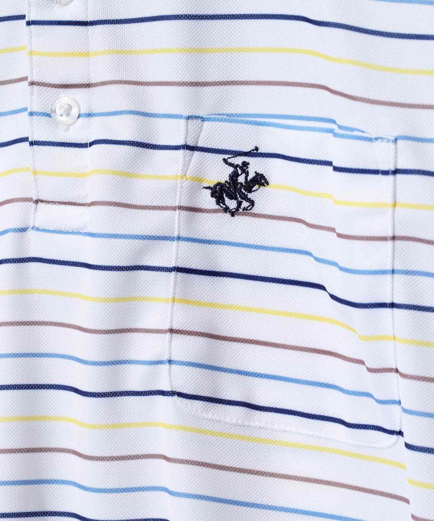 ビバリーヒルズポロクラブ BEVERLY HILLS POLO CLUB マルチボーダー リブ衿ポロシャツ メンズ ゴルフ 半袖 (レッド) レッド