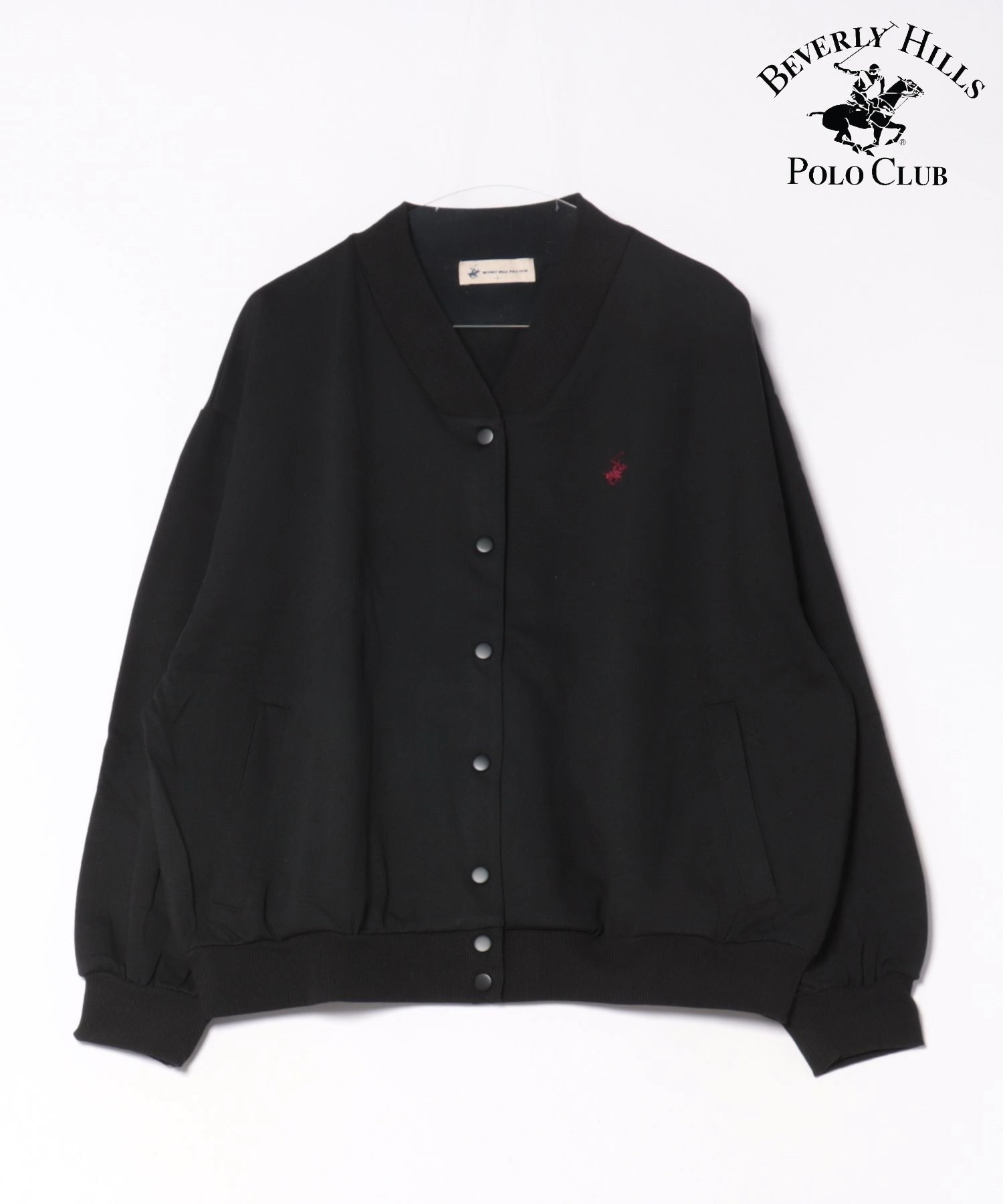 ビバリーヒルズポロクラブ BEVERLY HILLS POLO CLUB 裏毛 Vネック ルーズ カーディガン BHPC ビーエイチピーシー (ブラック) ブラック