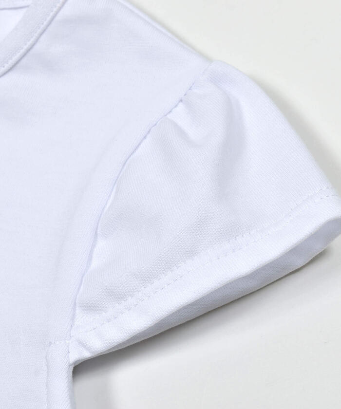 ベベ BeBe ハートリボンキャップスリーブ天竺Tシャツ
