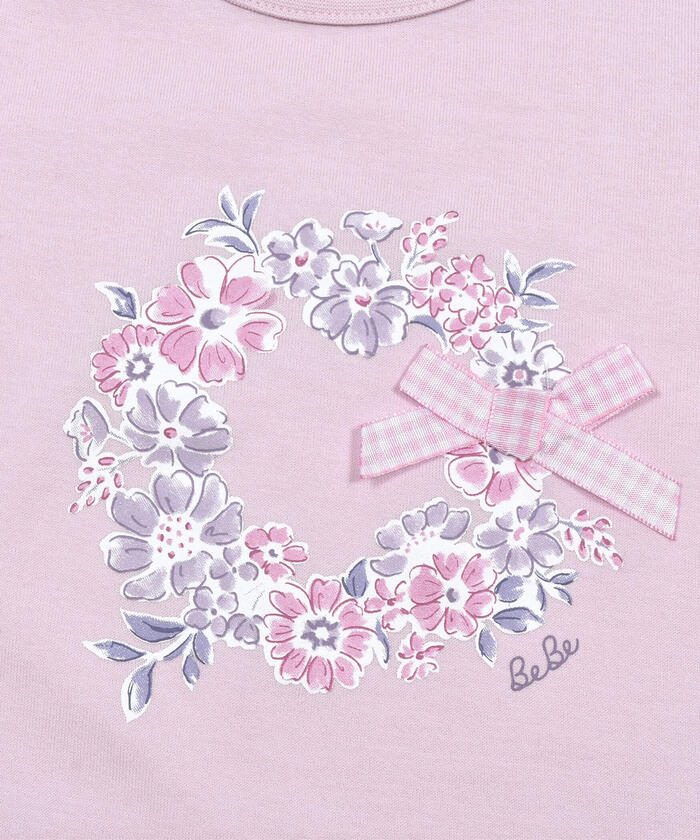 BeBe Flower Wreath Puff Sleeve T-Shirt