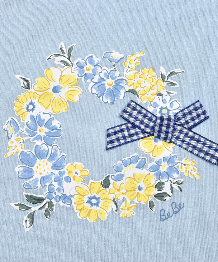 BeBe Flower Wreath Puff Sleeve T-Shirt