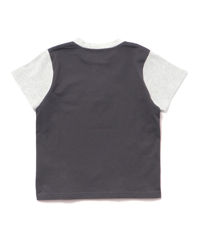ベベ プチ ポワ ヴェール BeBe Petits Pois Vert 【店舗限定】ワッフル×天竺ワッペン半袖Tシャツ+ショートパンツセットアップ(95 (ネイビー×ブルー) ネイビー×ブルー