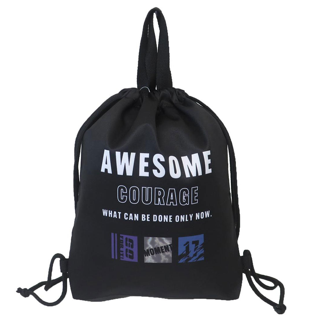 シネマコレクション cinemacollection ナップサック 体操服バッグ AWESOME COURAGE 新入学 カミオジャパン 新学期準備雑貨 女の子 男の子 グッズ ブラック