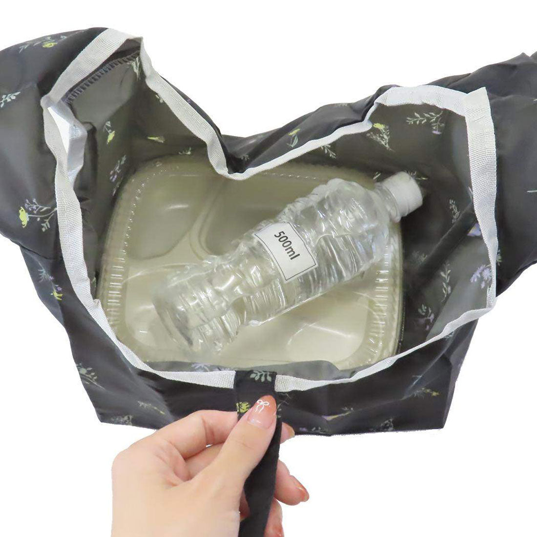 シネマコレクション cinemacollection ショッピングバッグ コンビニエコバッグ ボタニカル BK ミントイン お買い物かばん コンビニ弁当 マチ広 コンパクト グッズ ブラック