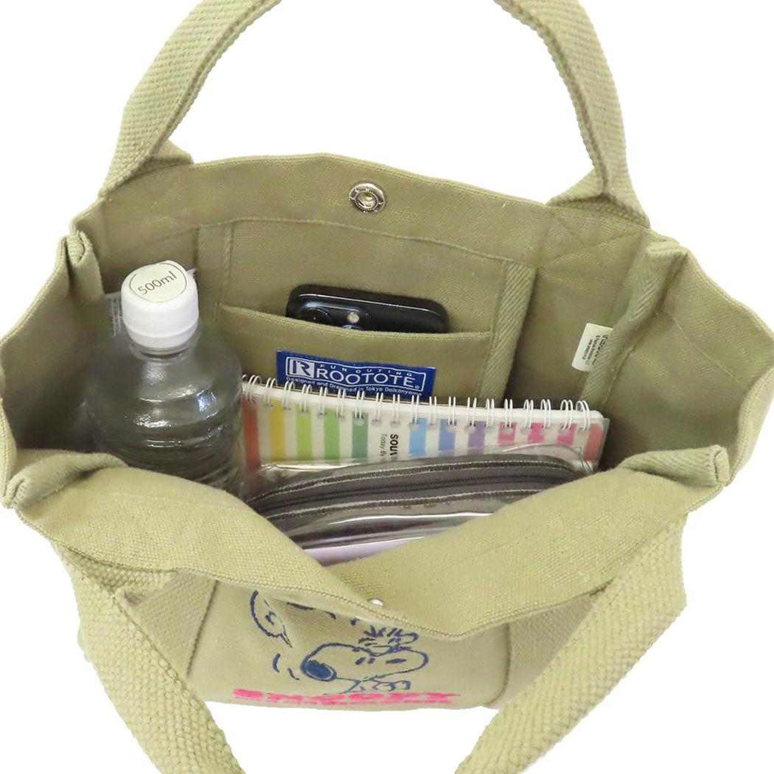 シネマコレクション cinemacollection スヌーピー ハンドバッグ IP.デリ.Peanuts-0J コットンミニバッグ Khaki ピーナッツ ルートート ミニバッグ キャラクター グッズ グレー