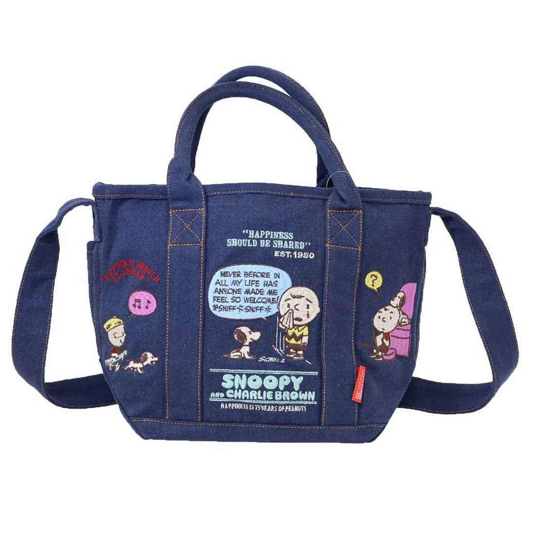 シネマコレクション cinemacollection スヌーピー ショルダーバッグ IP.デリ.シシュウ.Peanuts-0M デニムミニバッグ ショルダー付 NAVY ピーナッツ ルートート 手提げかばん 斜め掛け 肩掛けカバン キャラクター グッズ 他