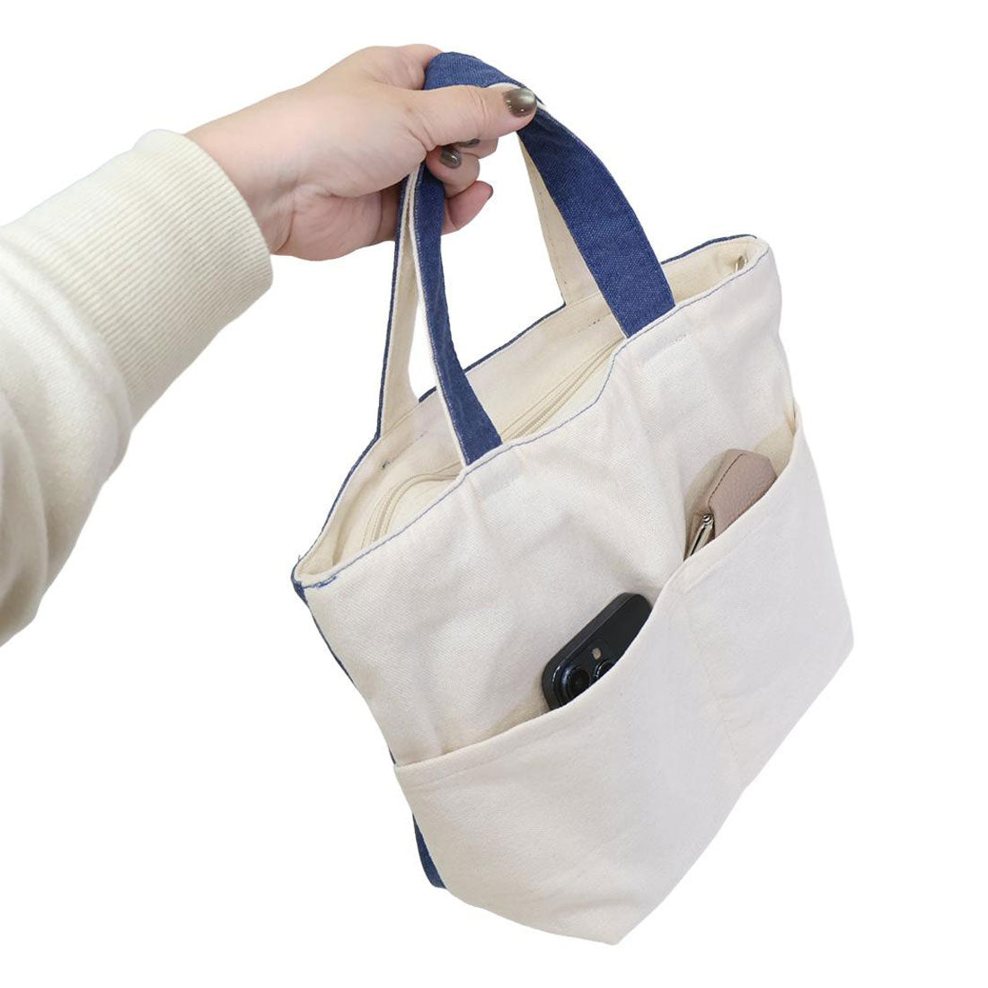 シネマコレクション cinemacollection ランチバッグ ファスナー付きミニトートバッグ モカふりむき NV いぬ ミントイン お弁当かばん かわいい グッズ ブルー