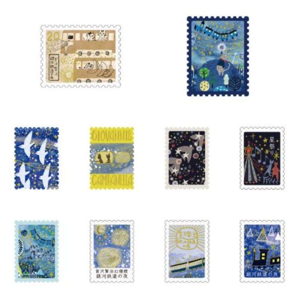 シネマコレクション cinemacollection 宮沢賢治幻燈館 フレークシール きらぴかフレークシール 銀河鉄道の夜 シール堂印刷 手帳デコ コラージュ おしゃれ かわいい グッズ