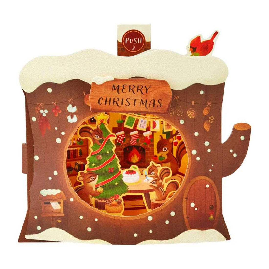 シネマコレクション cinemacollection CHRISTMAS グリーティングカード メロディ JXPM5-4 クリスマスカード 立体 切り株リスの家 サンリオ プレゼント ポップアップ グッズ ブラウン