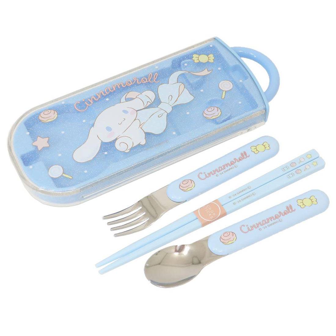 シネマコレクション cinemacollection シナモロール カトラリーセット 抗菌食洗対応スライドトリオセット ビッグリボン サンリオ スケーター お箸&スプーン&フォーク キャラクター グッズ 【返品不可商品】 ブルー